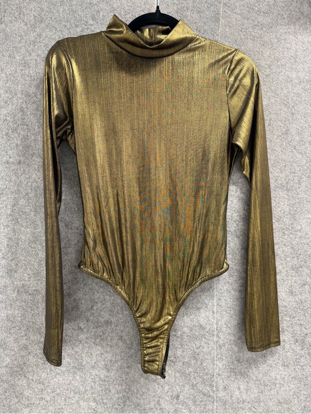 Nasty Gal Metallic Gold Long-Sleeve Bodysuit